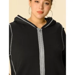 Agnes Orinda Women's Plus Size Hoodie Zip Front Long Sleeve With Pockets Track Jacket -Trendy Women GUEST 337da7e1 a8af 42fa 9b25 39281d79530d