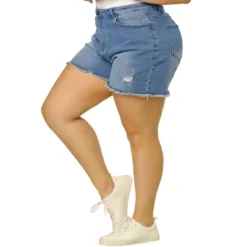 Agnes Orinda Women's Plus Size Jean High Waisted Raw Hem Stretched Distressed Denim Short 25 Agnes Orinda Women's Plus Size Jean High Waisted Raw Hem Stretched Distressed Denim Short -Trendy Women GUEST 33a83fff 9518 4e60 a73e df978d28135a