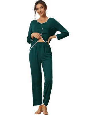 Cheibear Womens Sleepwear Pajamas Long Sleeve Pullover Tops With Pants Lounge Sets 5 Cheibear Womens Sleepwear Pajamas Long Sleeve Pullover Tops With Pants Lounge Sets - Image 5