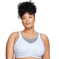 Glamorise Womens No-Bounce Camisole Elite Sports Wirefree Bra 1067 White/Gray -Trendy Women GUEST 34d0409f ed34 405c 82f9 580f8c126d39