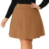 Agnes Orinda Women's Plus Size Corduroy Button Decor Elastic Waist A-Line Skirts
