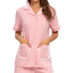 Cheibear Womens SleepwearButton Up Shirt With Shorts Loungewear Pajama Set -Trendy Women GUEST 37dc6cf7 799d 4b13 b510 274707f30e46