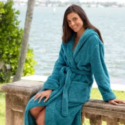 Women's Fuzzy Plush Fleece Bathrobe With Hood, Soft Warm Hooded Lounge Robe -Trendy Women GUEST 3acf5ccd 3021 49b1 a0b9 9449460f9c16