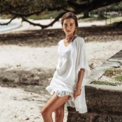 Women's Ruffled V-Neck Back Tie Cover-Up Mini Dress - Cupshe -Trendy Women GUEST 3c062329 1684 4c7a b41b e49513e5a996