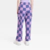 Women's Checkered Cargo Graphic Pants - Purple