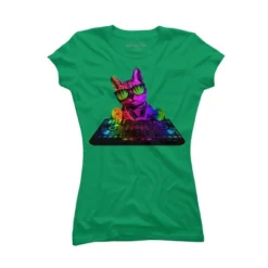 Junior's Design By Humans Cool Cat DJ By Clingcling T-Shirt 16 Junior's Design By Humans Cool Cat DJ By Clingcling T-Shirt -Trendy Women GUEST 3f231e66 ea96 4ace bb27 0289990251ff