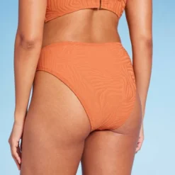 Women's High Waist Extra Cheeky High Leg Jacquard Bikini Bottom - Shade & Shore™ Orange -Trendy Women GUEST 3fea510e b225 4e85 971b de852225df22