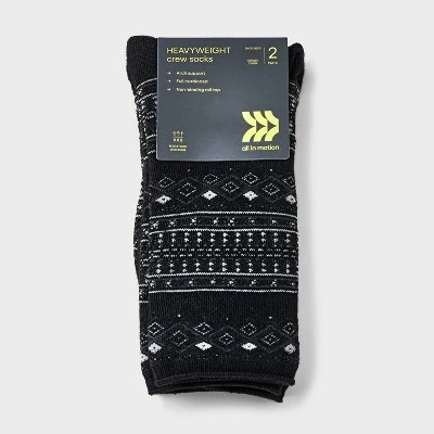 Women's 2pk Heavyweight Cushioned Fair Isle Crew Socks - All In Motion™ 4-10 1 Women's 2pk Heavyweight Cushioned Fair Isle Crew Socks - All In Motion™ 4-10