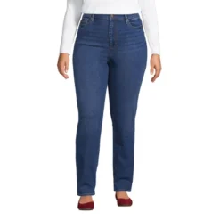 Lands' End Women's Recover High Rise Straight Leg Blue Jeans -Trendy Women GUEST 42183e9e 2a89 4160 b0c9 6d9230b5c936