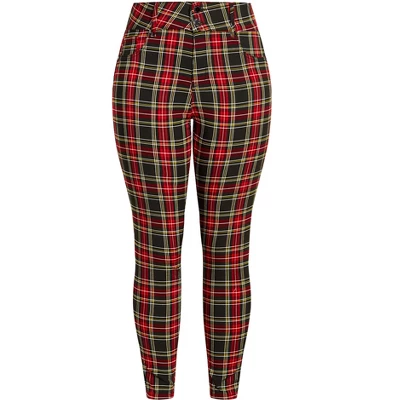 Women's Plus Size Harley Plaid Skinny Jean - Red | CCX 2 Women's Plus Size Harley Plaid Skinny Jean - Red | CCX - Image 2