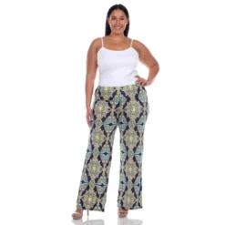 Women's Plus Size Printed Palazzo Pants - White Mark -Trendy Women GUEST 43bd8700 6eba 497c 96e9 892ae66e51c8
