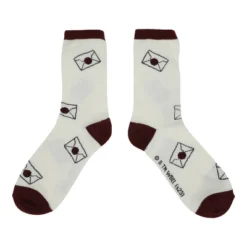 Harry Potter Hogwarts Letters Womens White Casual Crew Socks With 3D Hedwig Attachment