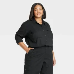 Women's Long Sleeve Utility Button-Down Shirt - Ava & Viv™ -Trendy Women GUEST 44477465 f388 4680 856f efe13045f6e6