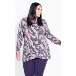 Women's Plus Size Curve Cross Hem Print Tunic - Abstract Camo | AVE LEISURE -Trendy Women GUEST 452c37c0 0ce0 4bd5 8032 96fb748fdb9b