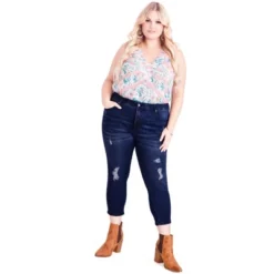 Women's Plus Size Holly Crop Ripped Jean - Dark Wash | AVENUE. -Trendy Women GUEST 45a4906c 6713 459e a0f3 dc7a449af491