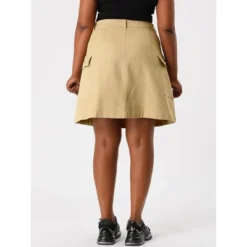 Agnes Orinda Women's Plus Size Skirt A Line Casual Above Knee Zipper Front Flare Skirts -Trendy Women GUEST 4684a2b4 8b3a 44d9 97be 2f7b31f9831b