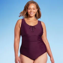 Women's Grommet Scallop Full Coverage One Piece Swimsuit - Kona Sol™ -Trendy Women GUEST 48618464 7a49 4b3c b0fc 28261448d51d