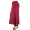 24seven Comfort Apparel Women's Elastic Waist Maxi Skirt-WINE-1X