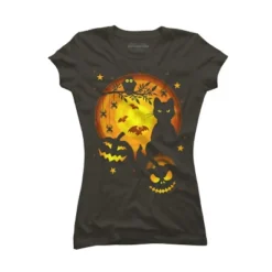 Junior's Design By Humans Halloween Kitty By Artizan16 T-Shirt -Trendy Women GUEST 4d1feeee 08be 47f5 b1f7 d358fdbd62ef