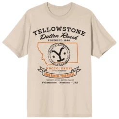 Yellowstone Your Rach Your Rules Montana Logo Crew Neck Short Sleeve Women's Natural T-shirt -Trendy Women GUEST 4d6ffe37 9cc4 4d0c 9980 61ae6325cf58