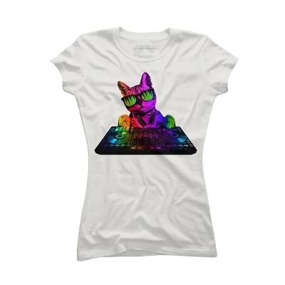 Junior's Design By Humans Cool Cat DJ By Clingcling T-Shirt 9 Junior's Design By Humans Cool Cat DJ By Clingcling T-Shirt - Image 9