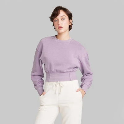 Women's Cropped Crewneck Pullover Sweatshirt - Wild Fable™ 1 Women's Cropped Crewneck Pullover Sweatshirt - Wild Fable™