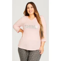 Women's Plus Size Shine Sleep Top - Pink | AVENUE -Trendy Women GUEST 50b17197 e70e 4fcd bb22 5c569838d5b7