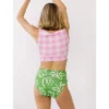 Lime Ricki Women's Pink Gingham Knotted Crop