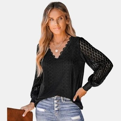 Women's Cutout Scalloped Lace V-Neck Top - Cupshe 8 Women's Cutout Scalloped Lace V-Neck Top - Cupshe - Image 8