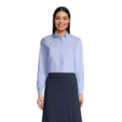 Lands' End School Uniform Women's Long Sleeve Oxford Dress Shirt