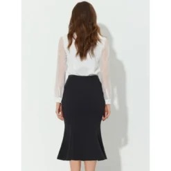 Allegra K Women's High Waist Ruffle Hem Fishtail Mermaid Midi Bodycon Skirt -Trendy Women GUEST 56d1a7a8 7521 42f1 a497 376a330f0429