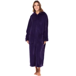 Women's Zip Up Fleece Robe With Hood, Soft Warm Plush Oversized Zipper Hooded Bathrobe -Trendy Women GUEST 5768704c 1277 4054 a24e 4a09503a1d30
