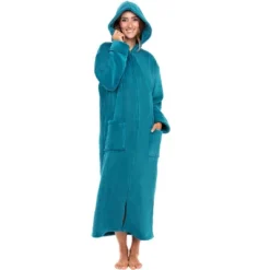Women's Zip Up Fleece Robe With Hood, Soft Warm Plush Oversized Zipper Hooded Bathrobe -Trendy Women GUEST 57872767 cd4c 4a51 a0c4 5daaff06bbea