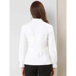 Allegra K Women's Mock Neck Blouse Ruffle Work Office Cotton Pleated Button Up Shirt 11 Allegra K Women's Mock Neck Blouse Ruffle Work Office Cotton Pleated Button Up Shirt -Trendy Women GUEST 582c8027 df50 4e36 8391 f03d49b4ac04