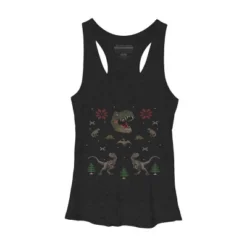 Women's Design By Humans Ugly Dino Christmas Sweater By AnotheHero Racerback Tank Top -Trendy Women GUEST 5993ccf6 3840 4257 aae8 0ab52476915d