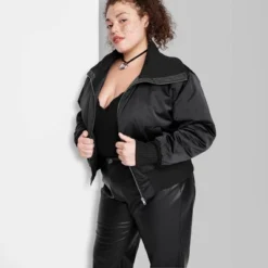 Women's Satin Bomber Jacket - Wild Fable™ -Trendy Women GUEST 5a2e537b 386f 4b86 b4c1 4c96042aeab6