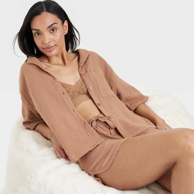 Women's 100% Cotton Gauze Short Sleeve Notch Collar Top - Stars Above™ 2 Women's 100% Cotton Gauze Short Sleeve Notch Collar Top - Stars Above™ - Image 2