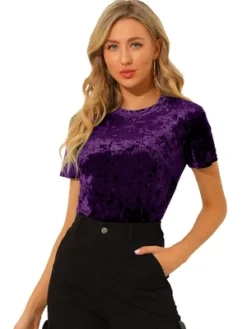Allegra K Women's Velvet Crew Neck Short Sleeve Casual Blouse 25 Allegra K Women's Velvet Crew Neck Short Sleeve Casual Blouse -Trendy Women GUEST 5dfbbfdb c803 4559 80ba 2d85cabe909c