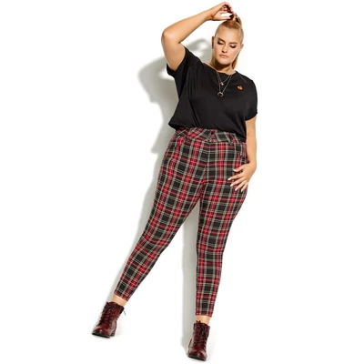 Women's Plus Size Harley Plaid Skinny Jean - Red | CCX 4 Women's Plus Size Harley Plaid Skinny Jean - Red | CCX - Image 4