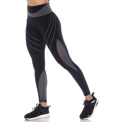 Women's High-Waist Reflective Piping Fitness Leggings - White Mark 1 Women's High-Waist Reflective Piping Fitness Leggings - White Mark