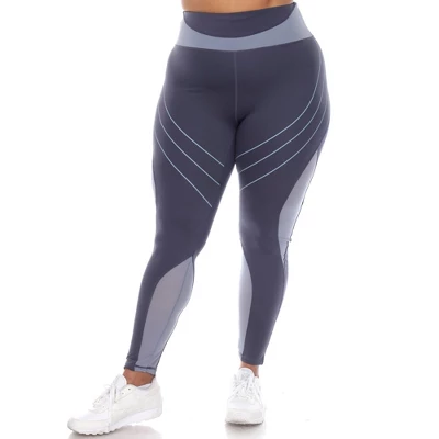 White Mark - Plus Size High-Waist Reflective Piping Fitness Leggings 5 White Mark - Plus Size High-Waist Reflective Piping Fitness Leggings - Image 5