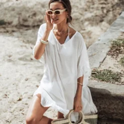 Women's Ruffled V-Neck Back Tie Cover-Up Mini Dress - Cupshe -Trendy Women GUEST 6191171d 6ae6 4743 97fe 0794e203e964