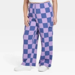 Women's Checkered Cargo Graphic Pants - Purple 7 Women's Checkered Cargo Graphic Pants - Purple -Trendy Women GUEST 62bb5498 02bb 48c3 917f 33b42f3a54a9