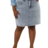 Agnes Orinda Women's Plus Size Denim Embroidered Distressed Ripped Pencil Skirts