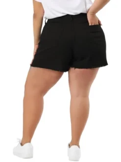 Agnes Orinda Women's Plus Size Denim Mid-Rise Stretchy Raw Hem Casual Jean Shorts -Trendy Women GUEST 662a8b8c b0d0 45c0 9303 a5da3e4cee0c