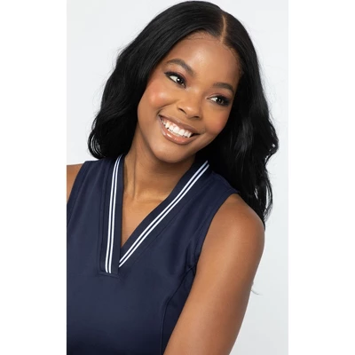 90 Degree By Reflex Womens V-Neck Slit Dress With Contrast Stripe 3 90 Degree By Reflex Womens V-Neck Slit Dress With Contrast Stripe - Image 3