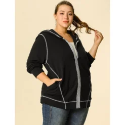 Agnes Orinda Women's Plus Size Hoodie Zip Front Long Sleeve With Pockets Track Jacket -Trendy Women GUEST 67f1f9f1 4b2d 4957 be68 b2cb0cea2529