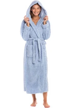Women's Fuzzy Plush Fleece Bathrobe With Hood, Soft Warm Hooded Lounge Robe -Trendy Women GUEST 67fbf577 4249 4aa2 8722 6c9f1bd4d403