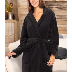 Women's Classic Winter Robe, Hooded Cozy Plush Fleece Bathrobe -Trendy Women GUEST 682b8fd8 1f12 4217 85f1 c0468d4b61c6