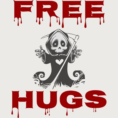 Junior's Design By Humans Free Hugs Evil Scary Grim Reaper Halloween Gift By Pipetro T-Shirt 1 Junior's Design By Humans Free Hugs Evil Scary Grim Reaper Halloween Gift By Pipetro T-Shirt